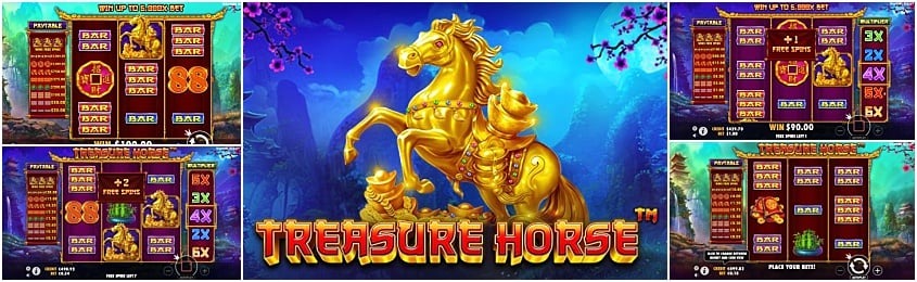 Chase after the treasure horses in this 3×3 video slot. 